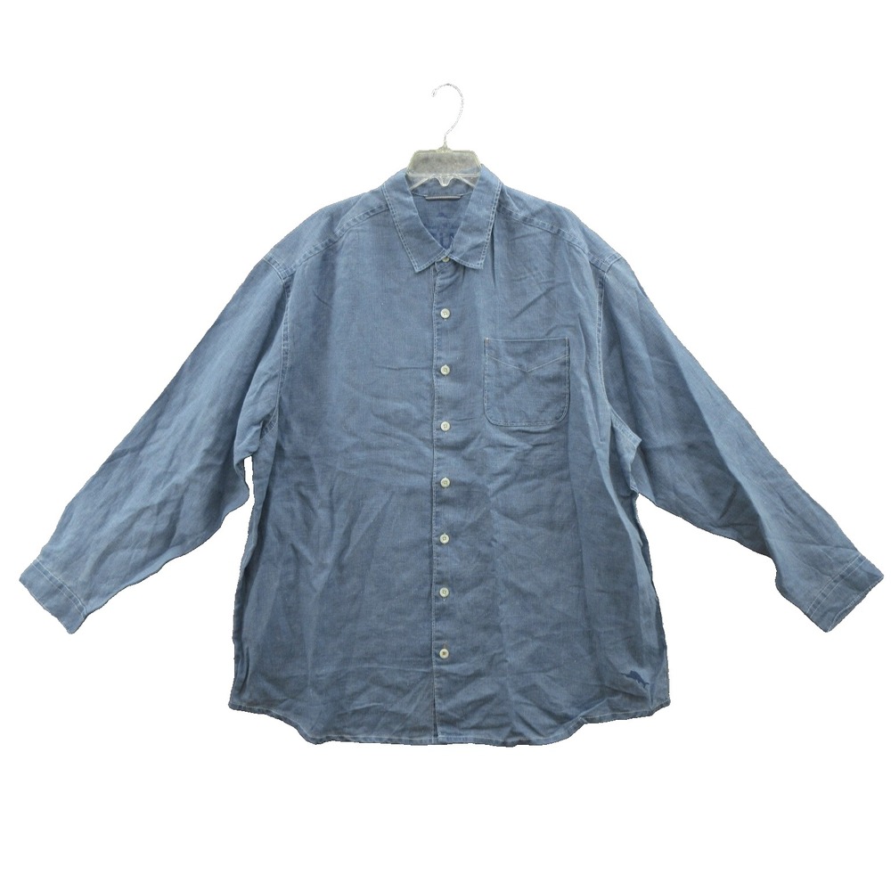 Tommy Bahama Shirt Men's 1XB Blue Long Sleeve Sea Glass Breezer Relax New DEFECT - Picture 1 of 11